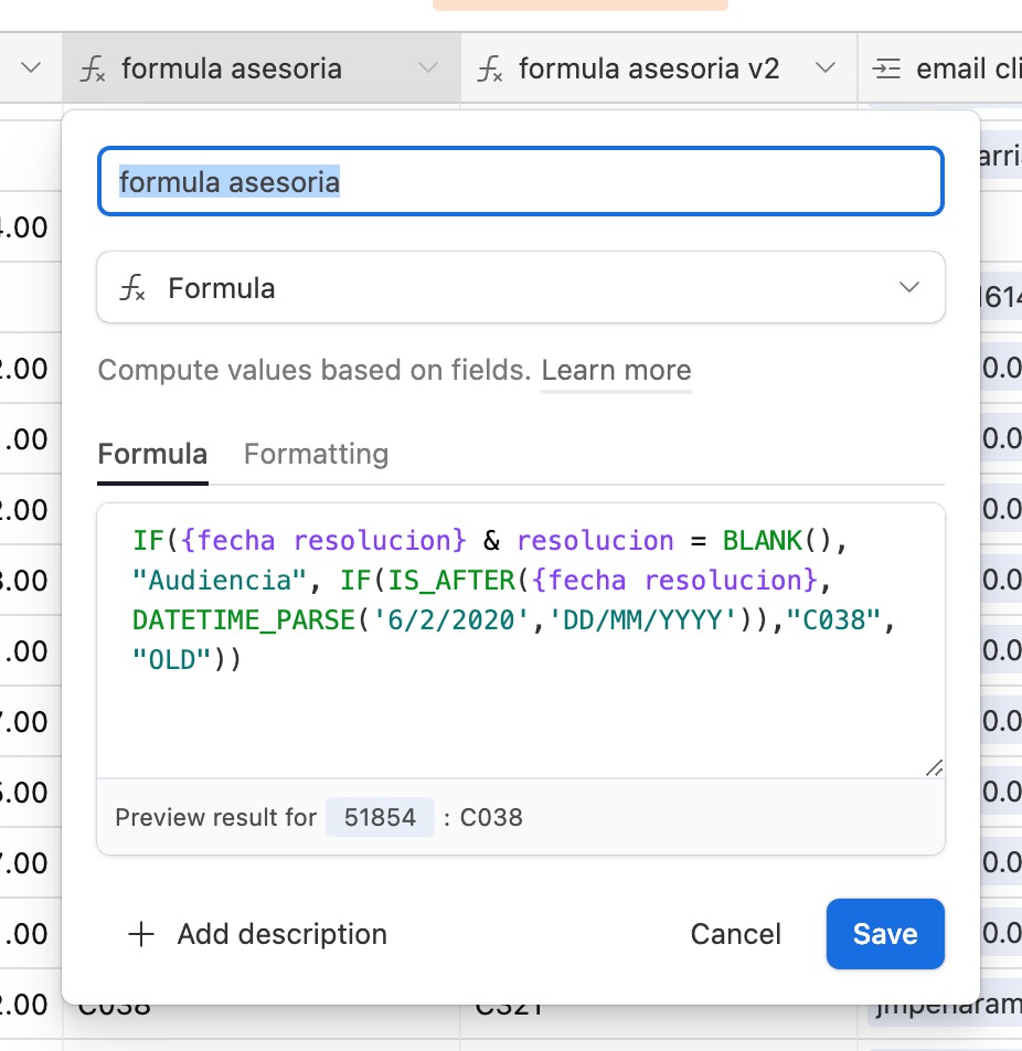 Airtable formula used to classify photo-enforced ticket records for the appropriate next step.